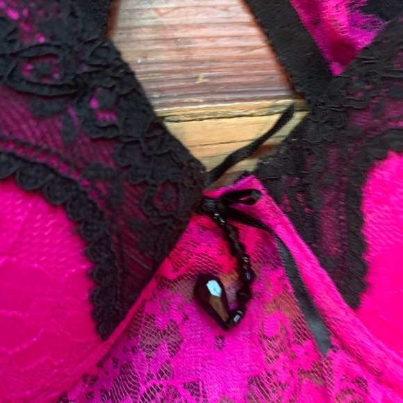 Seductive Wear Bright Pink Black Underwire Push Dress Babydoll by Cinema Etoile - Picture 7 of 12